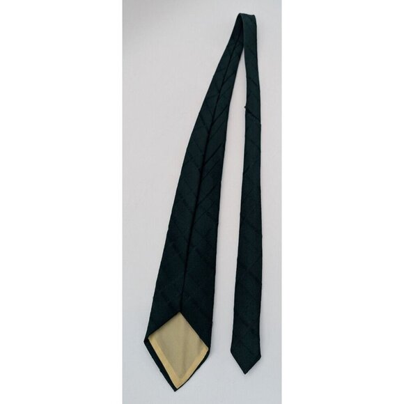 Vintage 60s 70s Men's Tie Dark Green Plaid Necktie - Picture 9 of 11